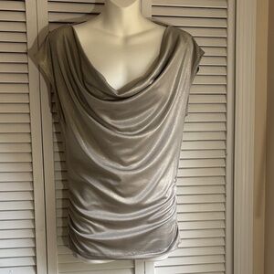 Willi Smith Shiny Silver Cowl Neck Blouse